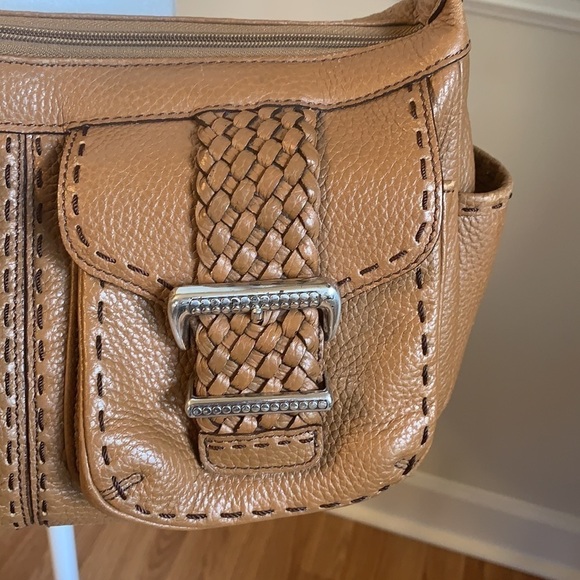 BRIGHTON Pebble Leather Braided Brown Shoulder Bag - Picture 4 of 16